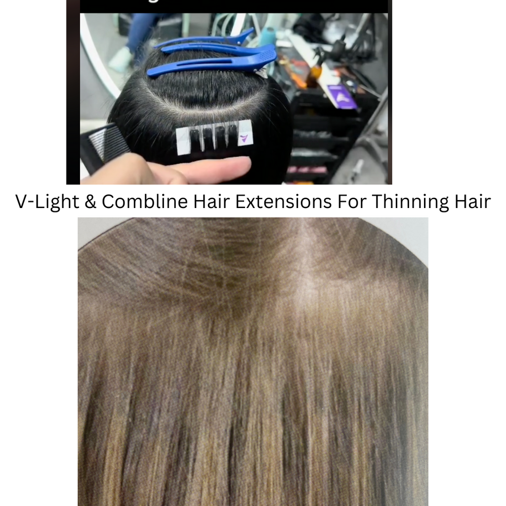 V-light & Combline hair extensions for thinning hair