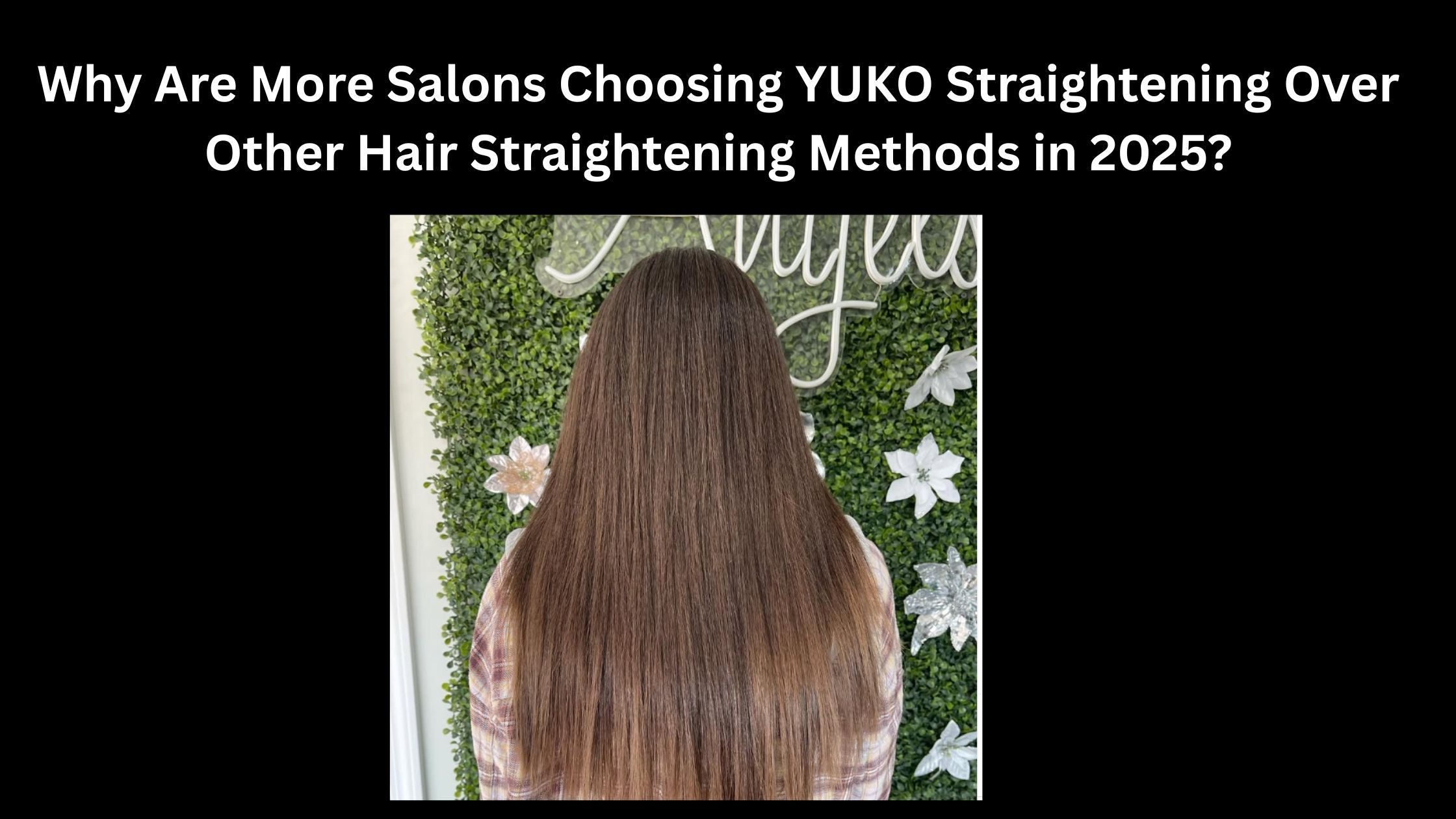 Woman with a straight hair after her hair treatment at Noelle Salon