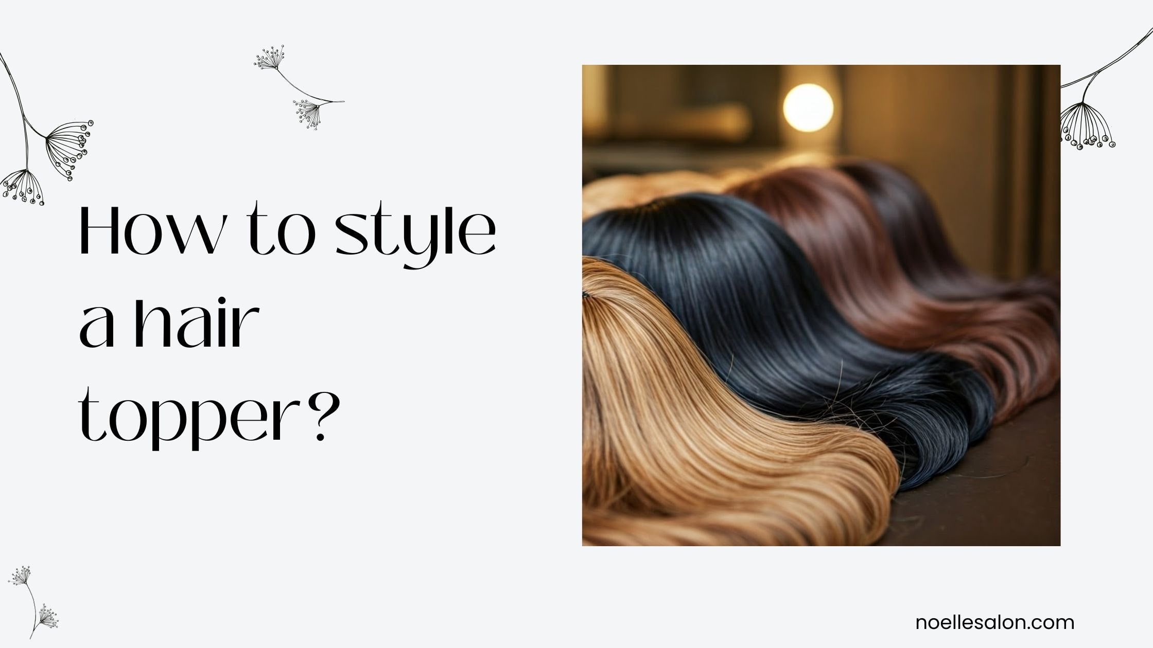 A collection of hair toppers on display