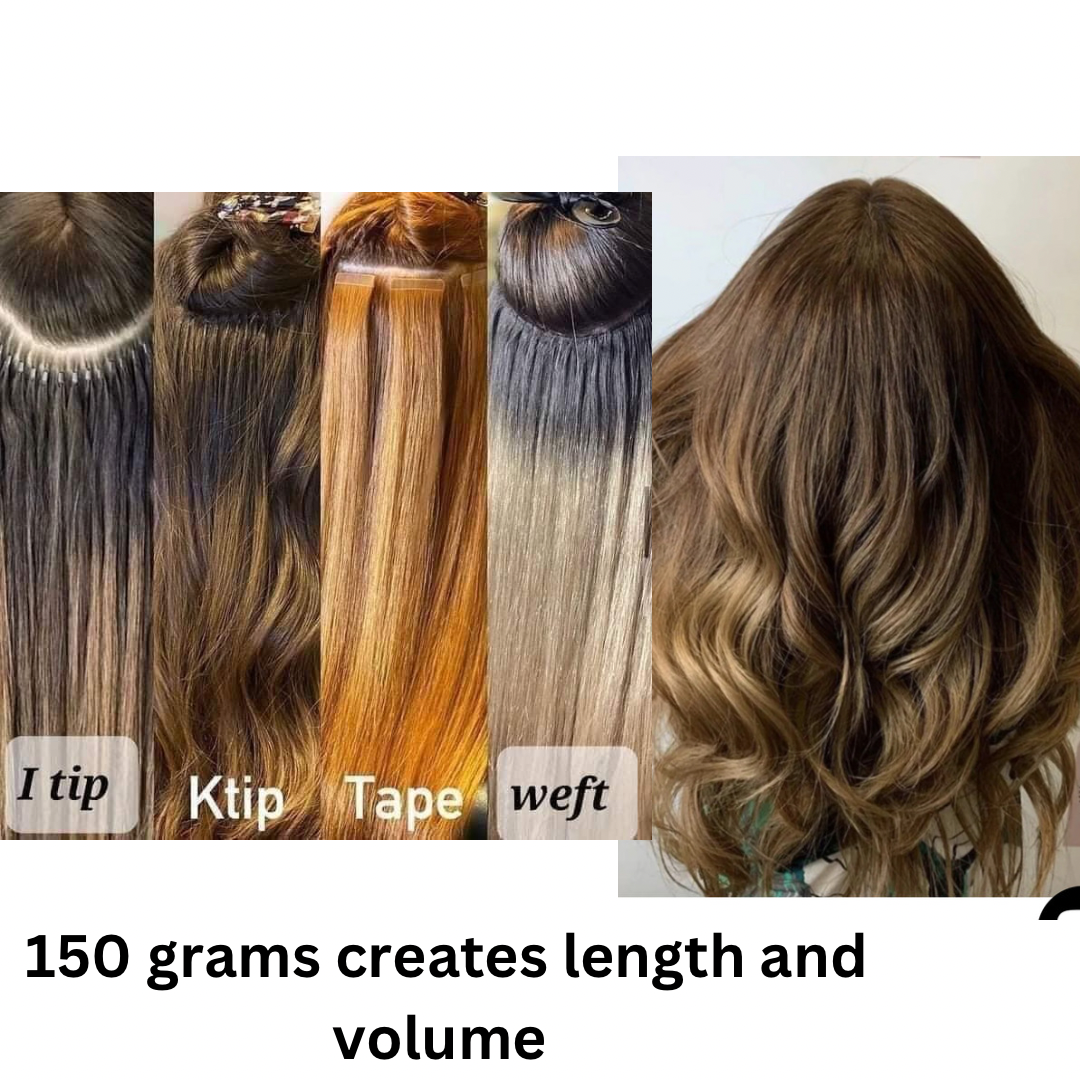 ifferent types of hair extensions on fine and medium hair showing natural volume and length
