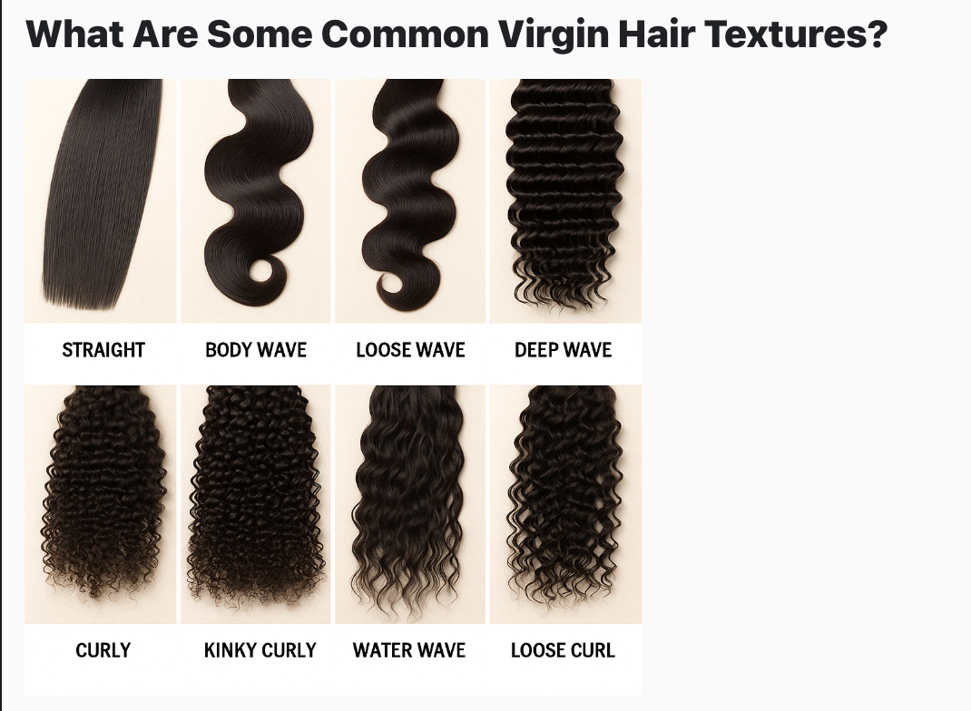 Different types of virgin hair extensions