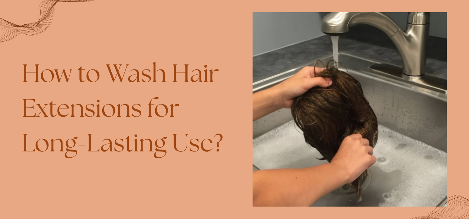 A person washing hair extension