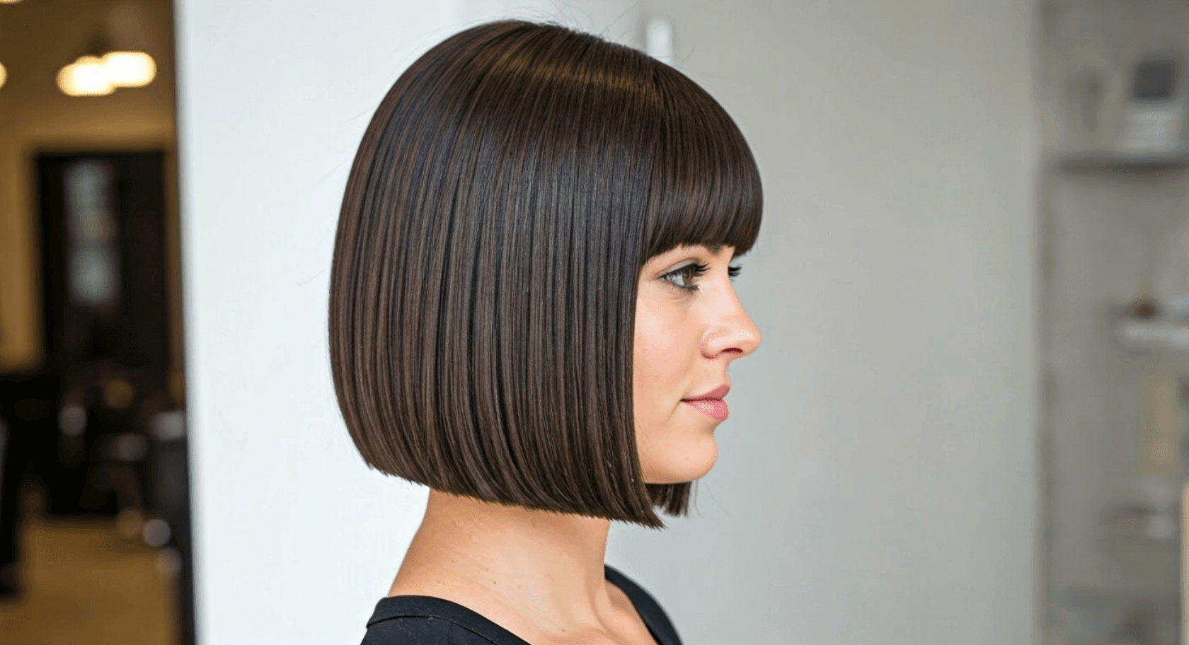 Stylish woman with bob haircut