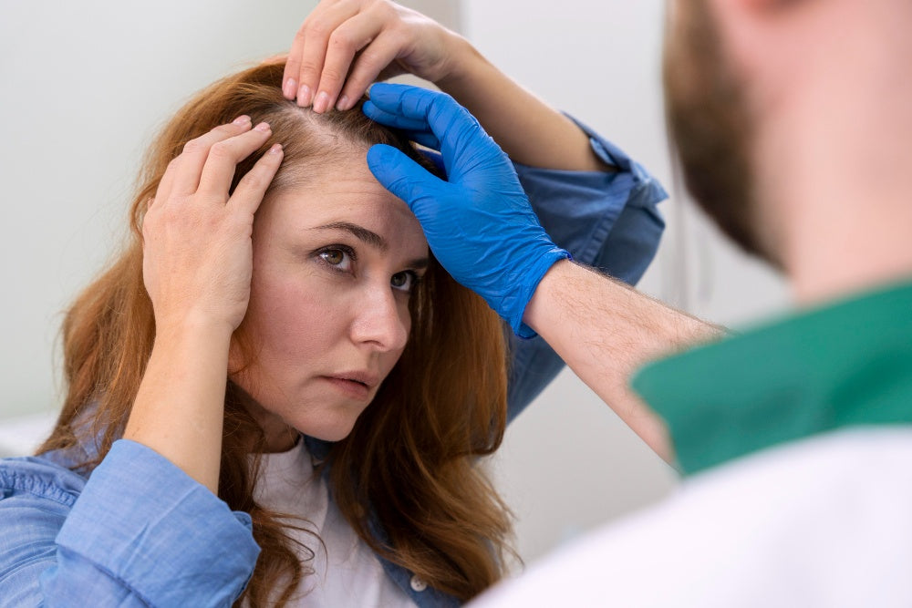 Woman exploring non-invasive treatment methods