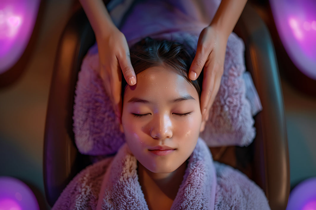 Person enjoying a head spa