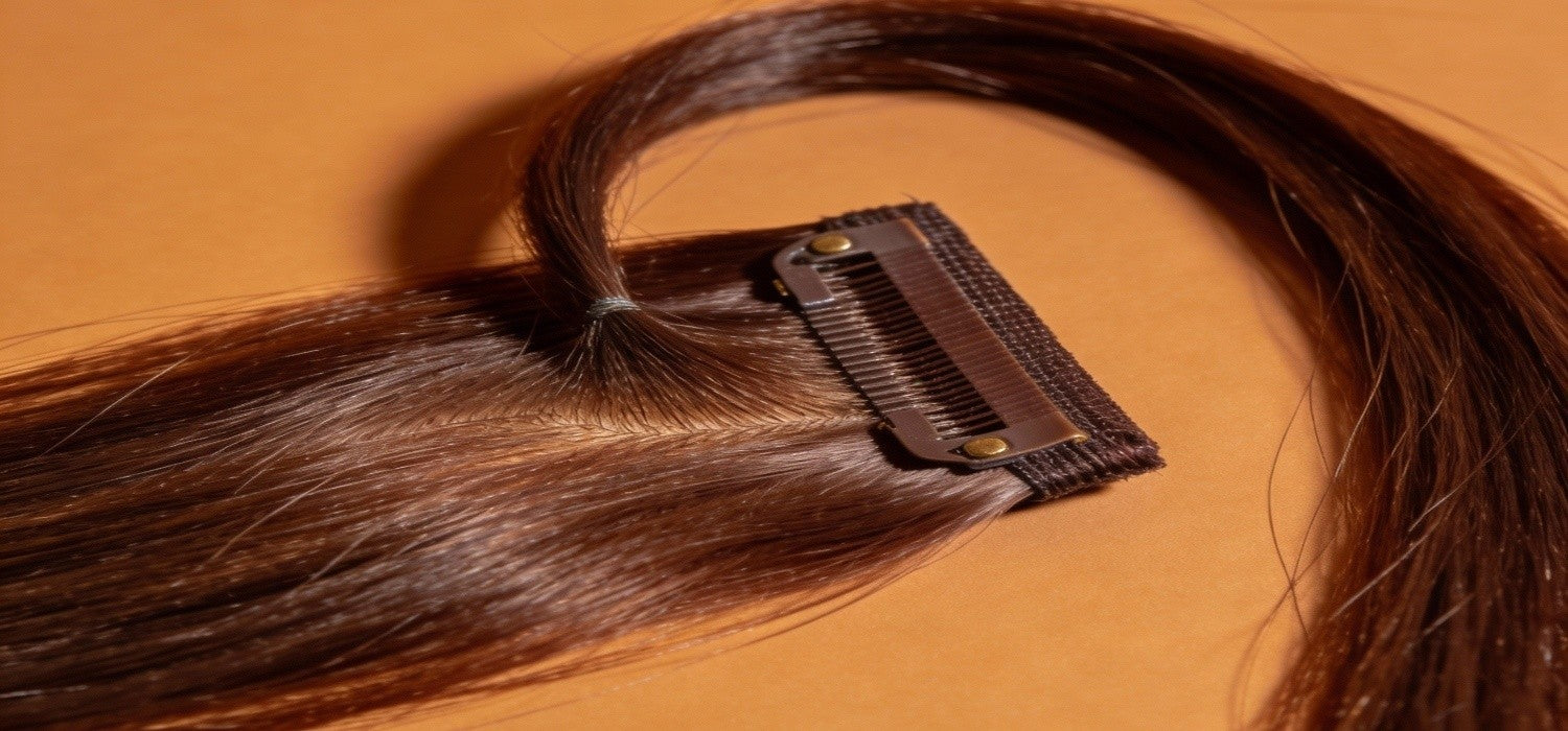Natural-looking hair extensions blended into fine, thinning hair
