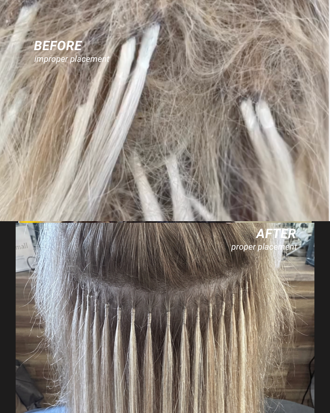 Improperly applied ktip extensions vs. properly applied